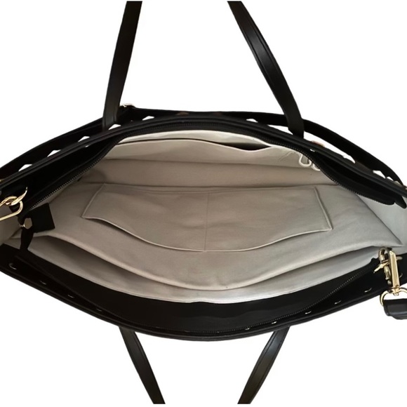 ➕Gold Studded Black Leather Laptop Bag Carrycase ➕ - Picture 7 of 9